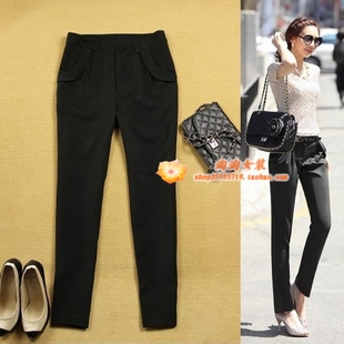  2件包邮淘淘女装韩版OL必备修身加厚黑色铅笔长裤正装裤