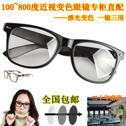 大黑宽框架近视眼镜成品男女，配变色树脂镜片，眼睛防辐射抗紫外线
