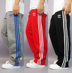 Adidas三叶草运动裤 12春款阿迪达斯纯棉运动长裤 卫裤 男