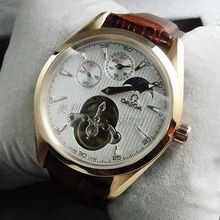 Omega / Omega correa de cuero clásico movimiento de los relojes mecánicos Mens Watch