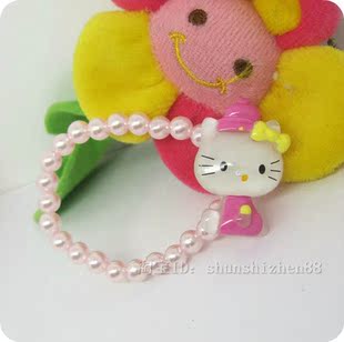  水壶 全身HELLO KITTY 猫 珍珠 珠子弹性儿童手链 儿童饰品玫 个