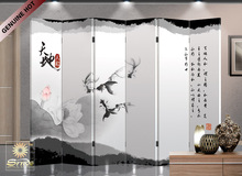 古典时尚 水墨 六扇 办公酒店 书房 玄关隔断 家居屏风FG6-036