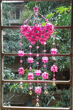 DIY 手工 彩带 编织 新婚 情侣 铃铛 制作 双心风铃-淘宝网