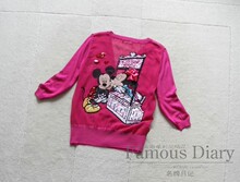 原单2012春夏意大利定制欧美童趣可爱卡通米奇绣珠针织衫开衫4色