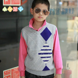  秋冬新款儿童大童装男童装小孩毛线针织毛衣羊毛衫背心马甲