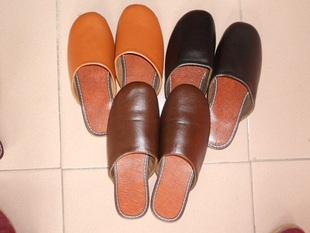 男式女式家居皮拖鞋 牛津防滑底牛皮垫 防脚汗