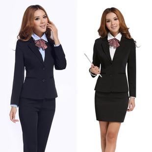  春秋冬装修身职业装女装时尚套装三件套裤韩版正装外套工作服套裙