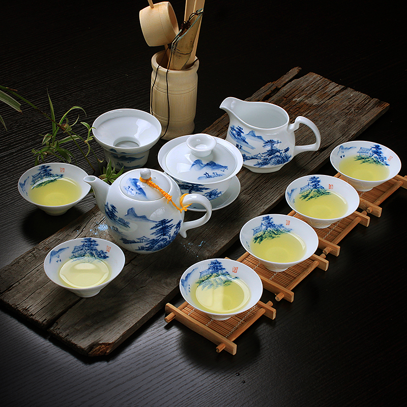 高白青花瓷手绘薄胎茶具套装家用整套陶瓷功夫茶具茶壶茶杯釉下彩|ruв категории посуда, чайный сервиз, кунг - Фу, чайный сервиз - от Buy2taobao.com для оказания профессиональной услуги покупки агента Taobao