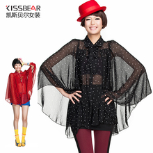 <span class=H>on</span><span class=H>ly</span> 专柜佳人苑2012春装新款韩版女装 蝙蝠袖透视<span class=H>雪纺</span><span class=H>衫</span>上衣罩<span class=H>衫</span>