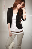 2011新款春装大码韩版休闲短款女士修身外套小西装西服黑白