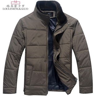 路易蒙卡罗中老年男装冬装棉衣立领厚棉服外套中年男尼克服