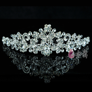  水舞 柔情 韩式新娘皇冠头饰结婚饰品花朵全水钻配饰婚纱首饰发饰