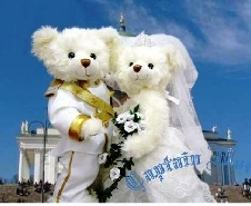 婚礼泰迪熊结婚情侣熊花车对熊结婚礼物送支架礼盒