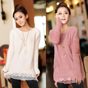 <em>淘宝网</em>新款<em>毛衣</em>女中<em>长款韩版</em>宽松针织衫套头蕾