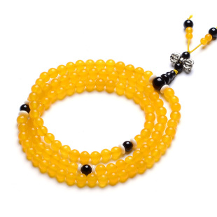  恒润 开光天然黄玉髓(橘子石）108颗佛珠手串 水晶手链