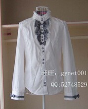 专柜正品阿依莲2011秋装新款纯美淑女长袖立领衬衫CA1311477