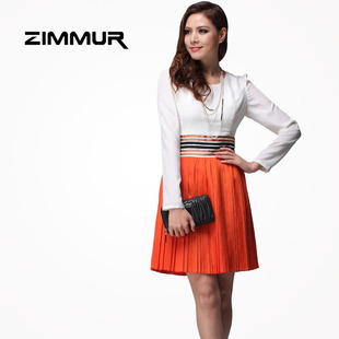 [Z12CQA170MJ]2012女装 新款春夏装 ZIMMUR撞色轻熟修身连衣裙