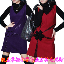 正品秋装2011韩版新款女装羊毛呢裙子 V连衣裙无袖背心裙