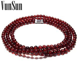  VunSun 民族风 天然水晶石榴石女手链 美容养颜多层缠绕手链 正品