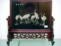 东阳木雕、仿古屏风、手绘屏风、背景、金箔壁画、彩绘屏风、漆器
