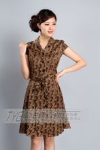 2012夏装新款 100%桑蚕丝真丝香云纱正品 气质妈妈印花腰带连衣裙