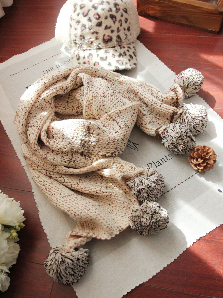 男女士球球装饰  毛线针织 围巾 。。。