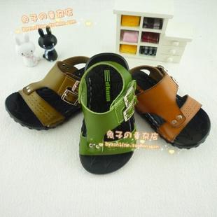  两双包邮夏新款软胶底魔术贴皮革舒适儿童凉鞋男宝宝凉鞋三色