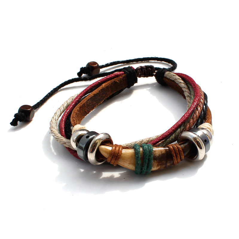 Men S Bracelet Of Cowhide Bone Wolfhound Tooth And Marline South Details
