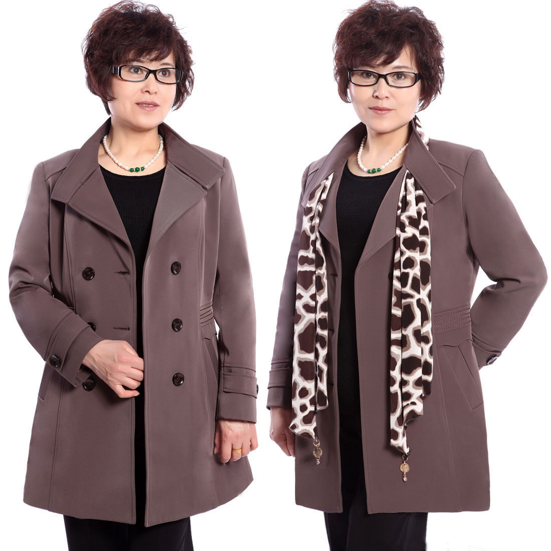 FANZ中老年<em>风衣女装</em>大码妈妈装中年女秋<em>冬装</em>