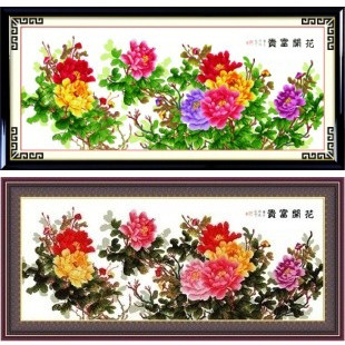包邮 海开牡丹十字绣套件 印布 六尺牡丹（紫） 花开富贵 客厅花