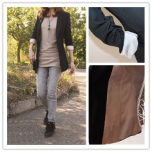 【DIEDIE】<span class=H>Top</span><span class=H>shop</span>同款 袖子皱褶裸粉色内衬长款西装 百搭款西装