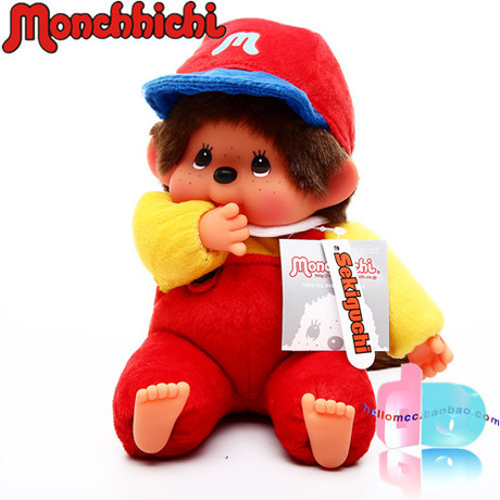 正版蒙奇奇monchhichi 红色背带裤坐姿女孩 M