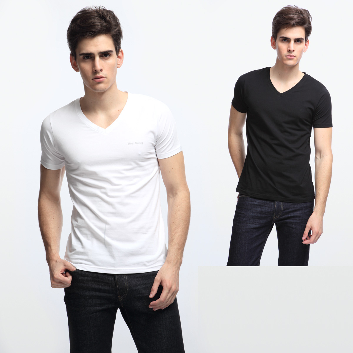 v领t恤男短袖白色真假对比鉴别_买v领t恤男短袖
