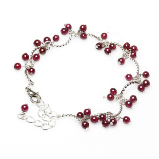  灵菲 天然石榴石玫瑰红随形手链