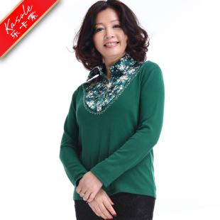  乐卡索品牌打底女式长袖衬衫T恤上衣中老年服装气质妈妈装
