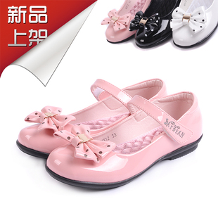  秋款上市 韩版儿童女鞋蝴蝶结女童皮鞋软PU皮女童小皮鞋大童单鞋