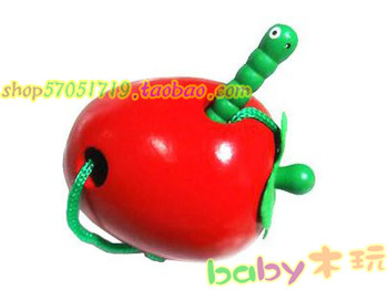 Children’s Toys/Wooden toys/Souptoys/Threading game/Worms eat applesin the Toy/Childs/Puzzle/Building block/Model , Other Toys category - from Buy2taobao.com to provide professional Taobao agent buy service