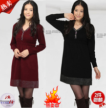 12春款<span class=H>专柜</span><span class=H>正品</span>梦特娇女士羊绒衫 新款女式中长款毛衣 修身连衣裙