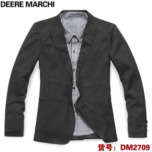  DEERE MARCHI单排扣休闲西装男修身时尚黑色小西装潮 合并款2709