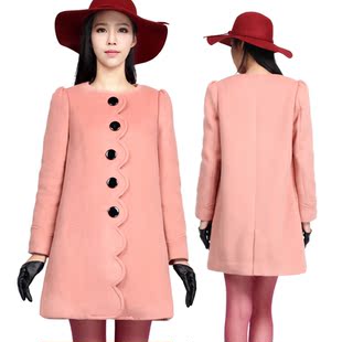  新款冬装厚外套 毛呢大衣女装1124342280five5+plus 修身大衣