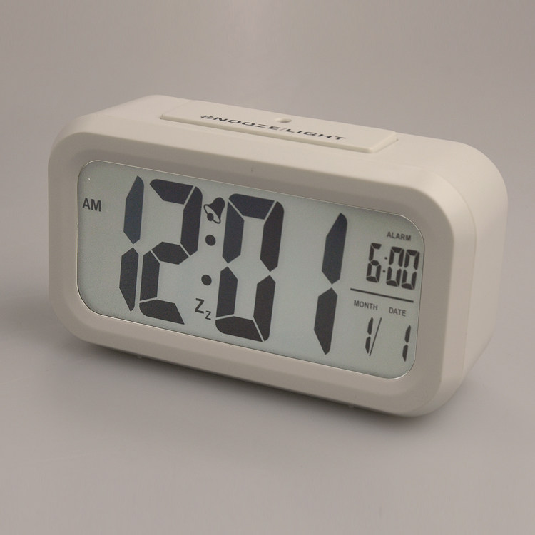 科舰 闹钟静音 超大屏幕LCD LED电子钟 光感应夜光钟 聪明钟