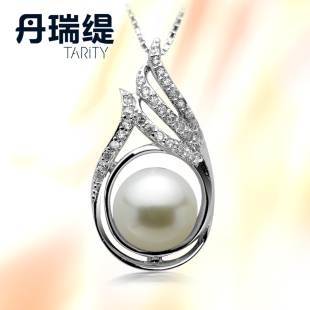  丹瑞缇珠宝 elegant 正圆无暇 天然珍珠吊坠 S925纯银吊坠 正品