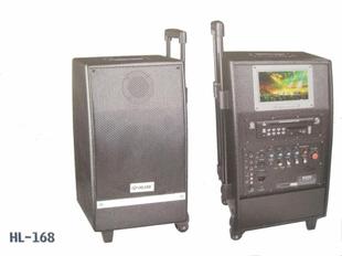  邦华HL-168 多功能无线扩音器拉杆电瓶音箱 带DVD液晶屏双频250W