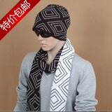 2011新款 双面提花 帽子围巾两件套男  2023