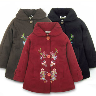  39元麦比世界新款童装 女童冬装加厚棉衣外套儿童呢大衣