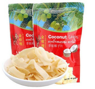 金冠泰国进口食品 金啦哩浓香烤椰片40g 椰子片 香脆唇齿留香零食