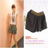 冲金冠~2010瑞丽女装 韩版女装服饰10新款 铆钉装饰百搭短裤 5361