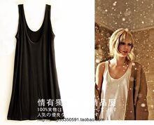 2011新款 前后圆领露背 莫代尔棉显瘦纯色长款背心 可做打底裙