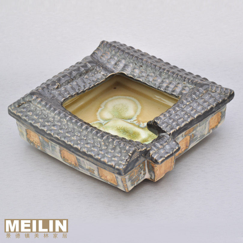 新品 景德镇 瓷器 时尚家居装饰品 大号 艺术烟灰缸 四合院YHG004