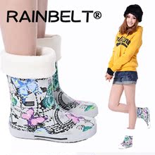 RAINBELT 蝴蝶起舞 保暖雨鞋 雨靴 水鞋 套鞋 胶鞋 女 RB-128